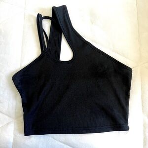 SHEIN asymmetrical black cropped tank top